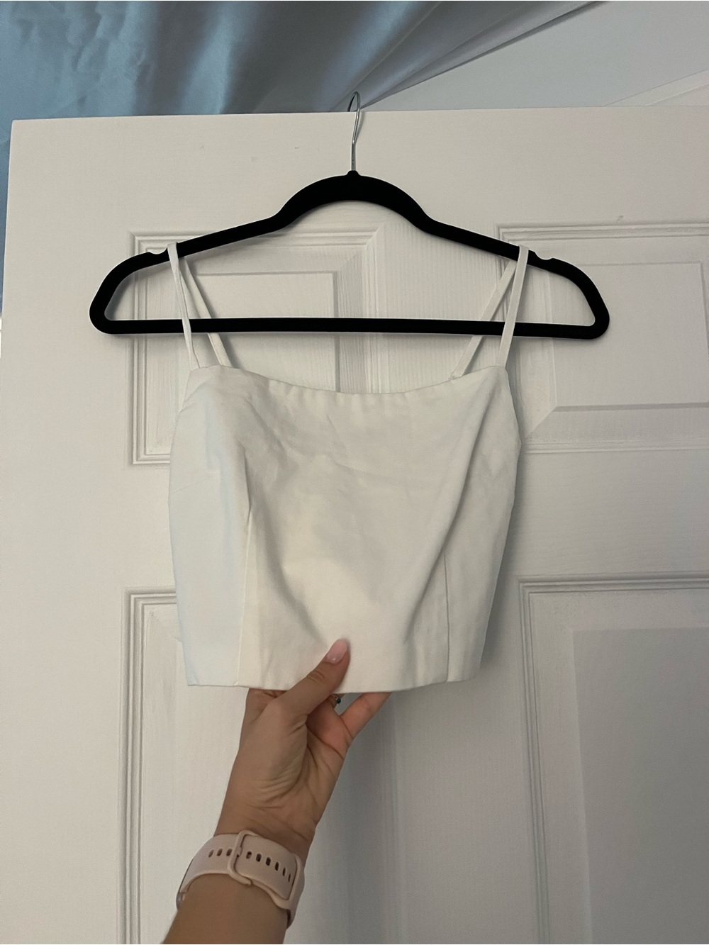White Spaghetti Strap Cropped Tank Top